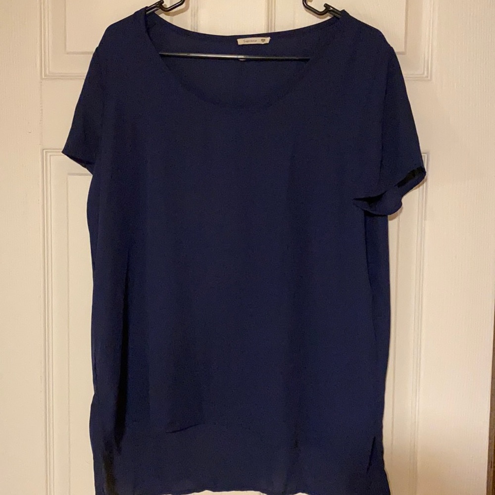 Chiffon like navy blue top